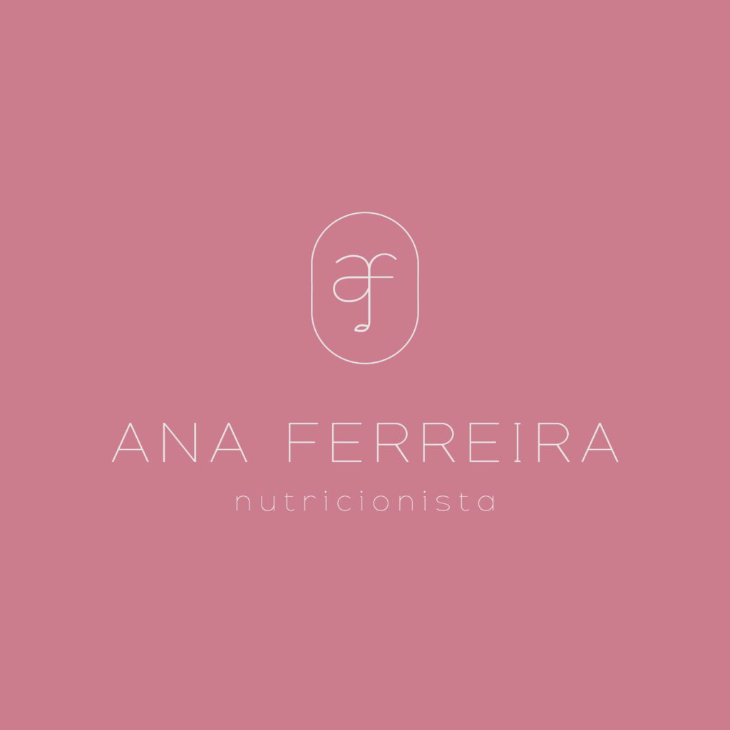 Identidade visual desenvolvida para a nutricionista Ana Ferreira, com um logotipo elegante e moderno