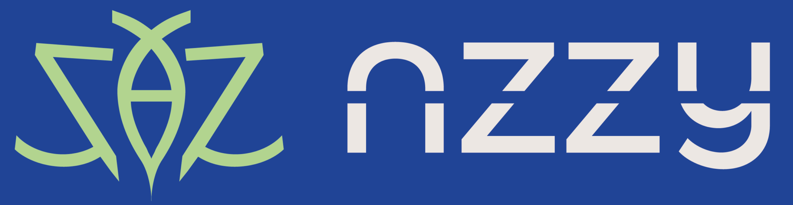 Logotipo da Agencia azzy - marketing para medicos, mostrando o símbolo estilizado em verde claro e o nome 'azzy' em branco, sobre um fundo azul escuro.